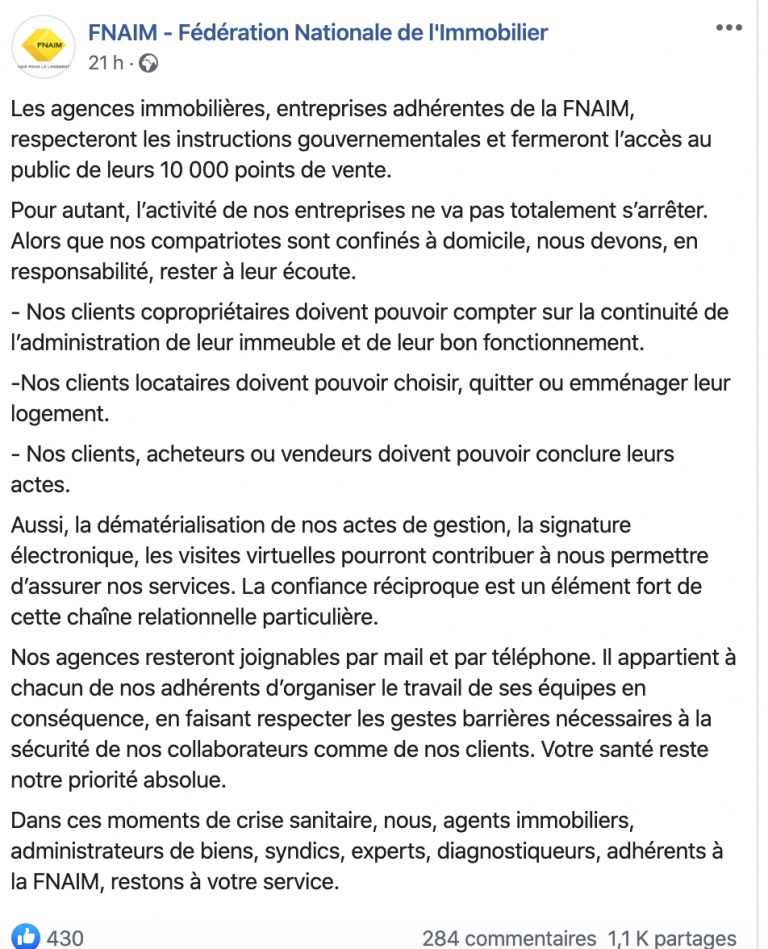 coronavirus immobilier